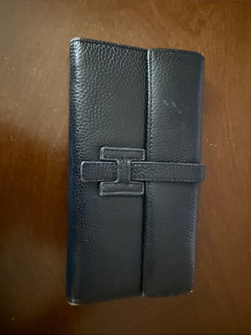 Black Pebbled Leather Clutch Wallet